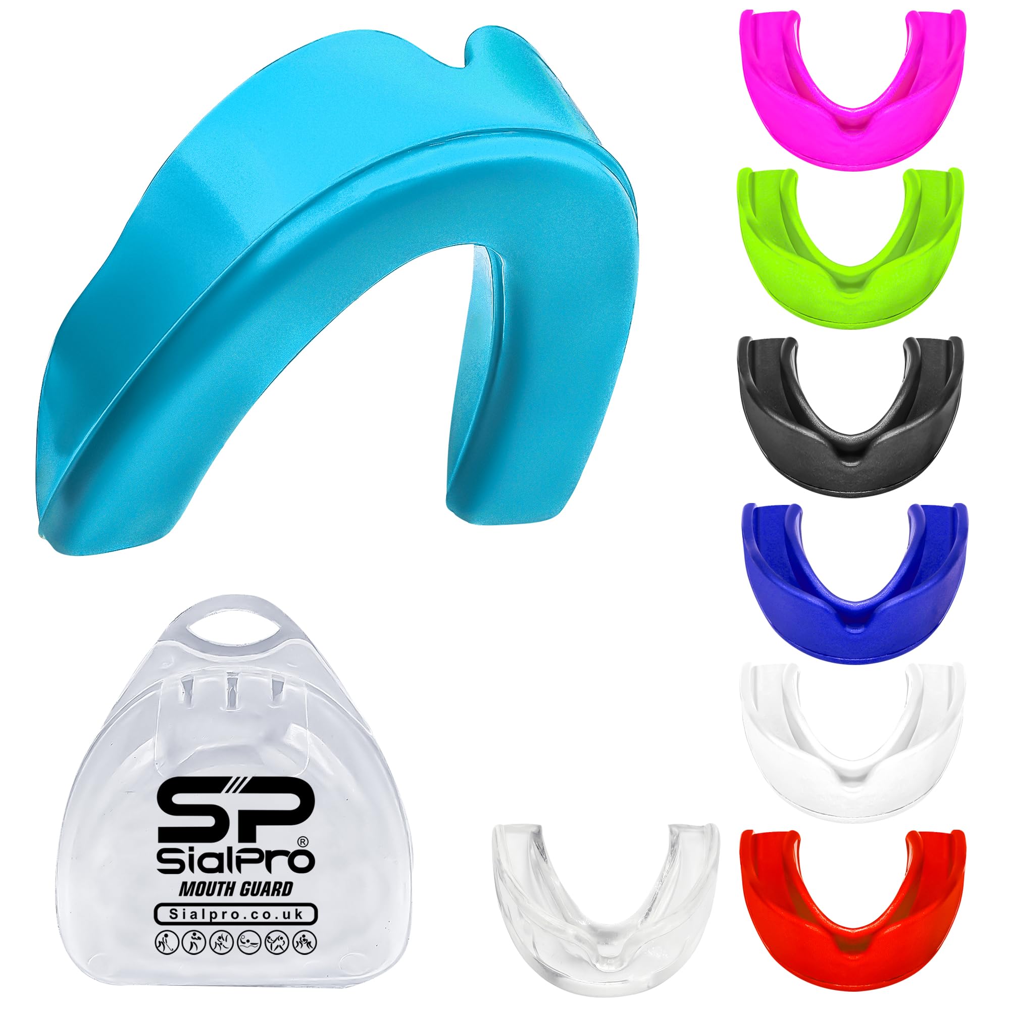 Mouthguards Slim Fit Adult Senior Mouldable Gum Shield with Case for Boxing Men MMA Rugby Hockey Basketball Muay Thai Kickboxing Football All Contact Sports(12+ Years, Baby Blue)