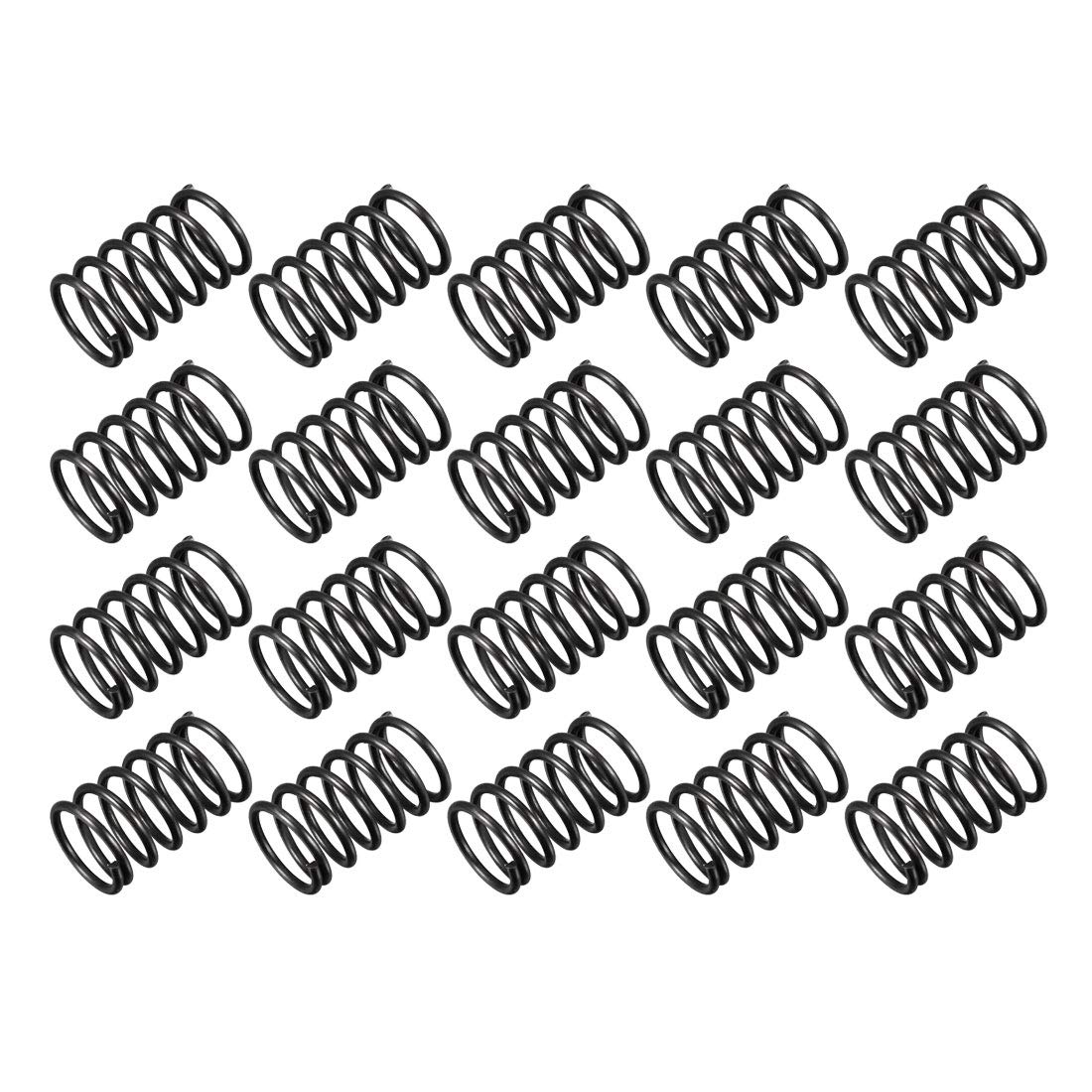 sourcingmap Compression Spring - 1.2mm Wire Dia , 12mm OD , 20mm Free Length Spring Steel Extension Spring,Black,20Pcs