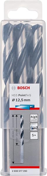 Bosch Professional 5-piece PointTeQ HSS Twist Drill Bits for Metal 12.5x101x151