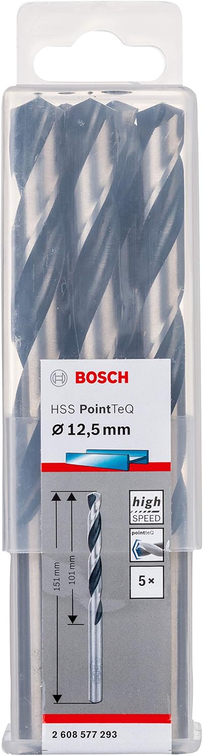 Bosch Professional 5-piece PointTeQ HSS Twist Drill Bits for Metal 12.5x101x151