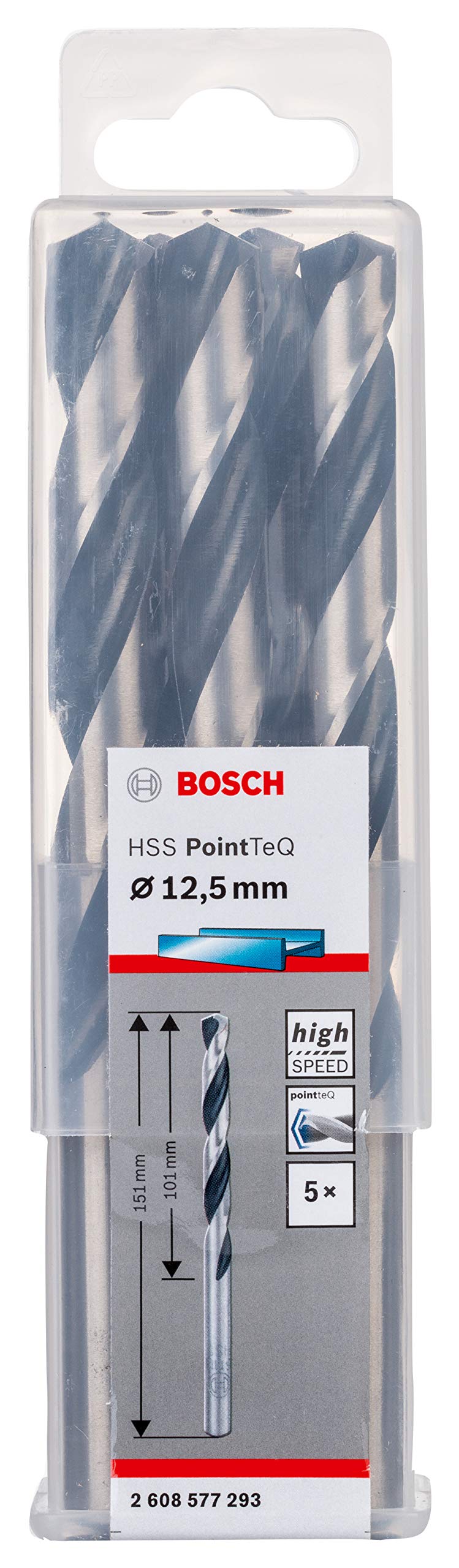 Bosch Professional 5-piece PointTeQ HSS Twist Drill Bit (for Metal, 12.5 x 101 x 151 mm, Drill Driver Accessories)