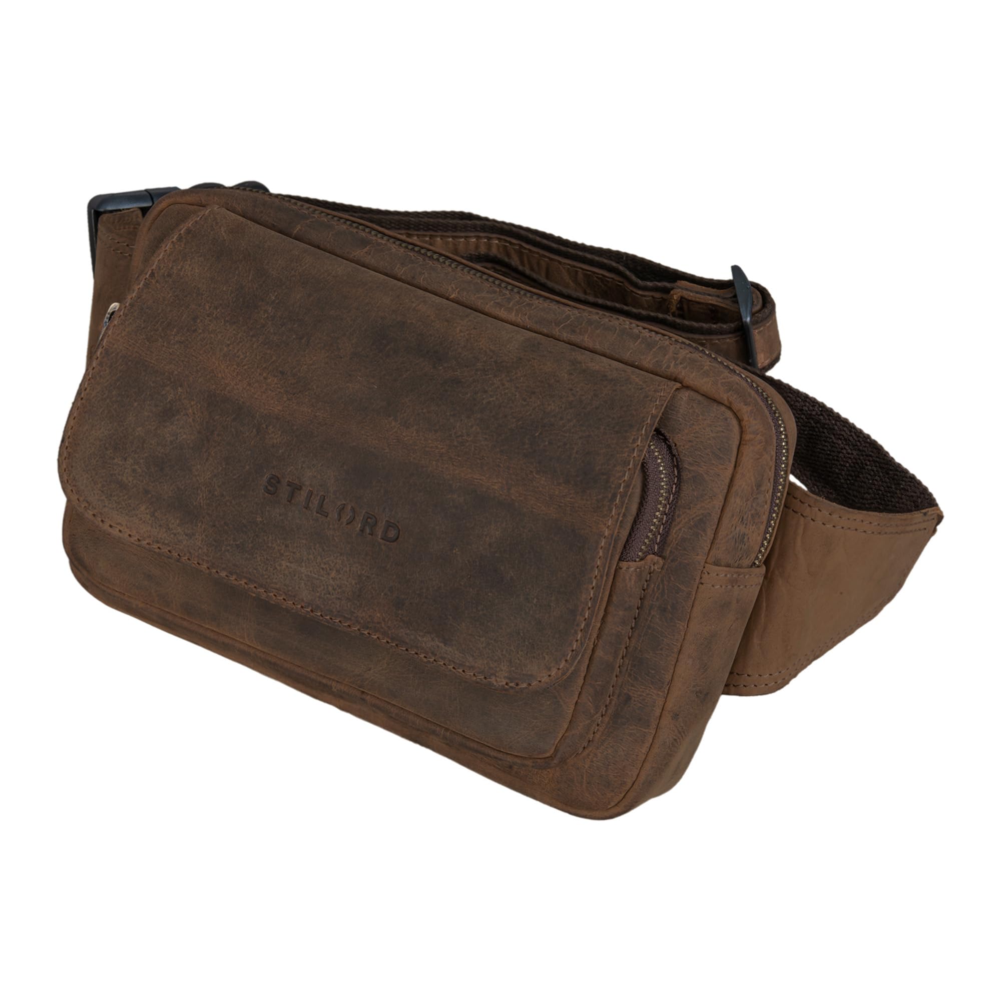 STILORD "Boston" Leather Vintage Waist Bag for Men and Women for 8.4 inch Tablets and Smartphones Colour:Colorado - Brown
