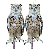 Fake Owl with Reflective Tape 2PCS Plastic Owl to Scare Pigeon for Balcony Hanging Flat Garden Owls to Keep Pigeon Woodpecker Away from Outdoor Garden House Porch Patio Outsider Yard Window