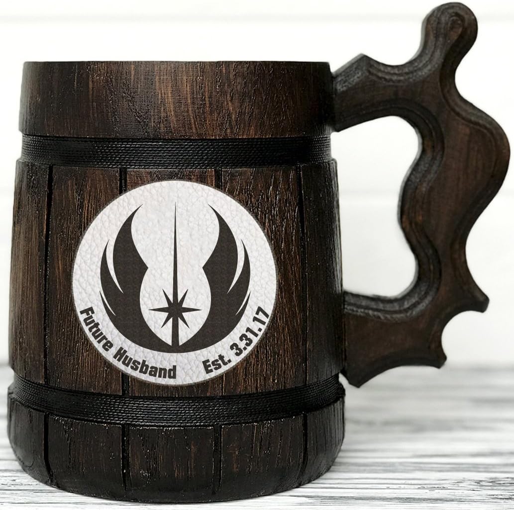 Jedi Order Mug. Personalized Star Wars Gifts / Star Wars Mug / Star Wars Gift / Wood Beer Mug / Jedi Logo Mug / Engraved Mug Personal Gifts for Men K66