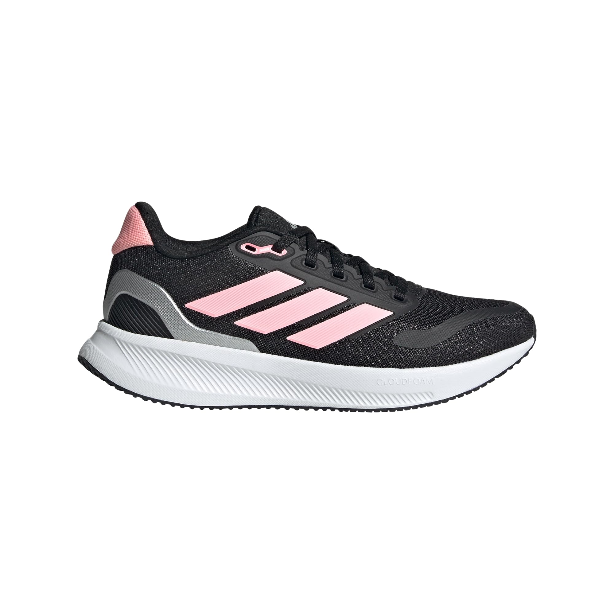 Photo 1 of *****SEE NOTES ***** adidas Run Falcon 5 Sneaker, Black/Pink Spark/Silver Metallic IE8585, 2.5 US Unisex Big Kid