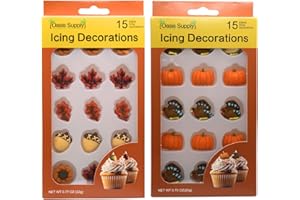 OASIS SUPPLY Thanksgiving Fall Edible Cake Decorations - Candy or Cupcake Topper - 15 Count (Fall Bundle)