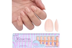 BTArtbox 160pcs Almond Plastic False Nails, Extra Short with Primer Cover, Jelly XCOATTIPS, 16 Sizes, Full Well Tips, Pressure Comfortable Wear, Last 28+ Days, Ideal Gift