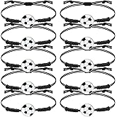 Honbay 10PCS Adjustable Braided Rope Bracelets Soccer Charms Bracelets Enamel Alloy Soccer Woven Cord Bracelets Inspirational Sports Ball Bracelets Sports Party Favors Sport Team Gift