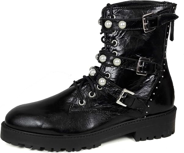 zara leather ankle boots with faux pearls