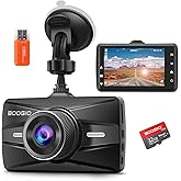 Dash Cam Front with 32G SD Card, BOOGIIO 1080P FHD Car Driving Recorder 3'' IPS Screen 170°Wide Angle Dashboard Camera Alumin