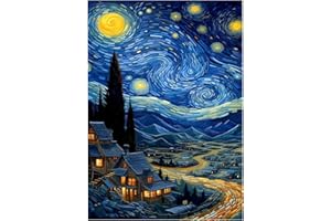 gilqso Starry Night Diamond Painting Kits for Adults,Starry Night Diamond Art Kits for Adults,Starry Night Gem Art Kits for Adults for Gift Home Wall Decor 12x16inch