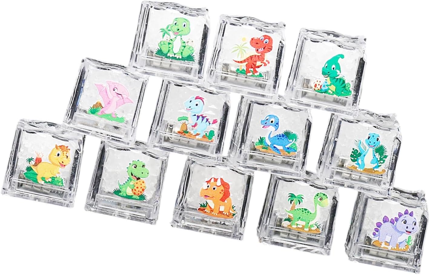12PCS LED Glowing Ice Cubes Block for Bath Fun Cartoon Theme Light Up Toy Cube Family Holiday Activity Bath Tub Light Up Ice Cubes