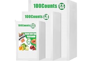 300 Counts Vacuum Freezer Sealer Bags for Food Saver,8"x12"+7"x10"+6"x8" Mixed Sizes，BPA Free, Heavy Duty Commercial Grade,So