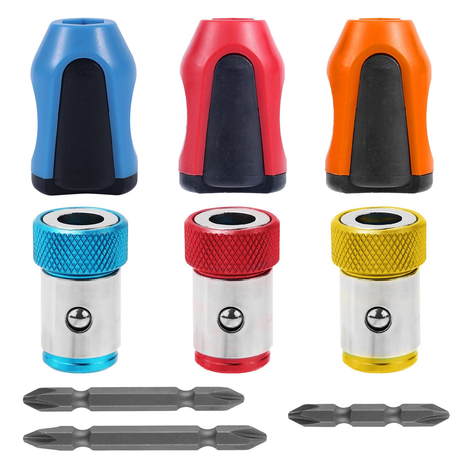 Photo 1 of Tinoaly 6pcs Magnetic Screw Rings with 3pcs 50/65/70mm Ph2 Bits, Removable Magnet Screw Driver Magnetizer Ring Holder for 1/4"/6.35mm Hex Screwdriver, Power Drill and Hand Tools (4 Colors)