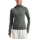 CRZ YOGA Womens Fleece Full Zip Hoodie Jackets Workout Hooded Zipper Basic Casual Sweatshirts with Thumb Holes