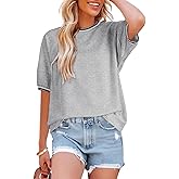 Dokotoo T Shirts for Women Striped Color Block Loose Fit Round Neck Womens Tops Fashion 2025 Oversized Tshirts for Women