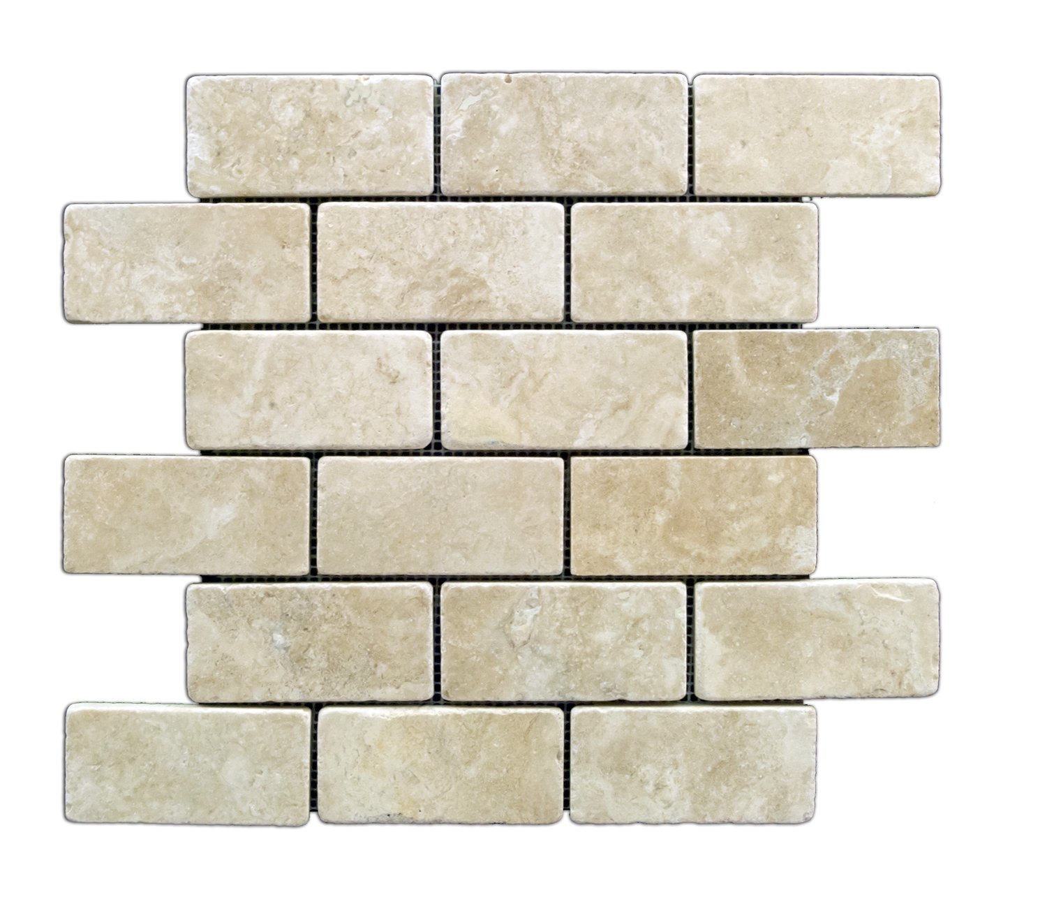 Amazon Com Durango Cream X Tumbled Travertine Brick Mosaic Tile My
