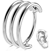 G23 Titanium Conch Piercing Jewelry Hoop: 16G 8mm/10mm/12mm Diamond Cartilage Earring Helix Double Piercing Hoop Septum Rings Hypoallergenic Nose Rings Hinged Segment Clicker Lip Rings Rook Daith Tragus Earrings