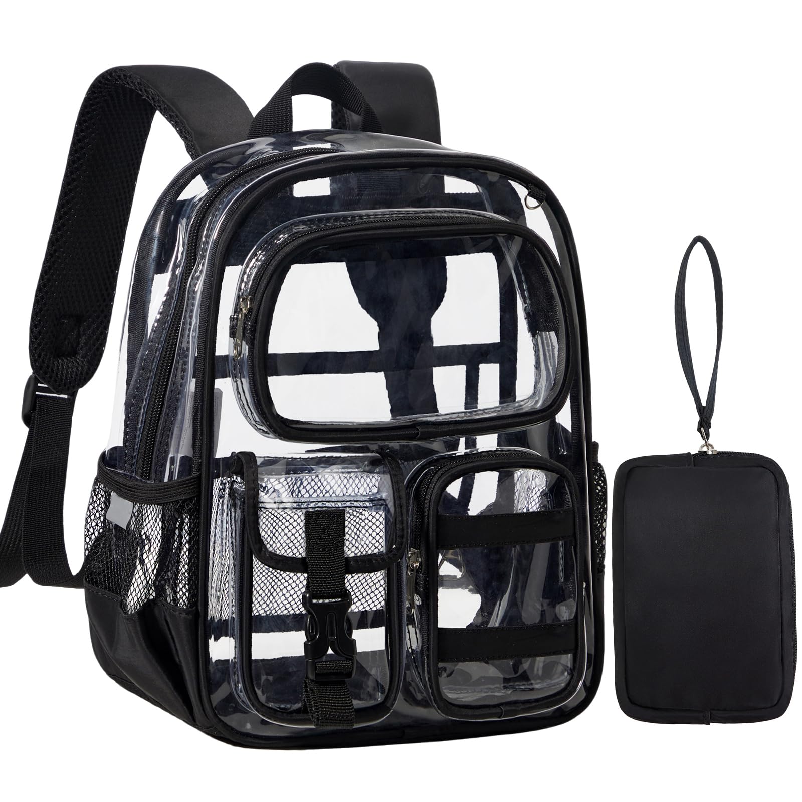 Photo 1 of Unineovo Mini Clear Backpack for Stadium Approved 12x6x12, Small Transparent Backpacks Plastic See Through Clear Bag for Kids Grils Women for Sporting Event, Concerts, Work, Festival (Black)