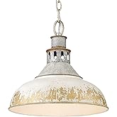 Golden Lighting 0865-L AGV-AI Kinsley Pendant, Aged Galvanized Steel- Ceiling Light, Pendant Lighting, Pendant Lights Kitchen