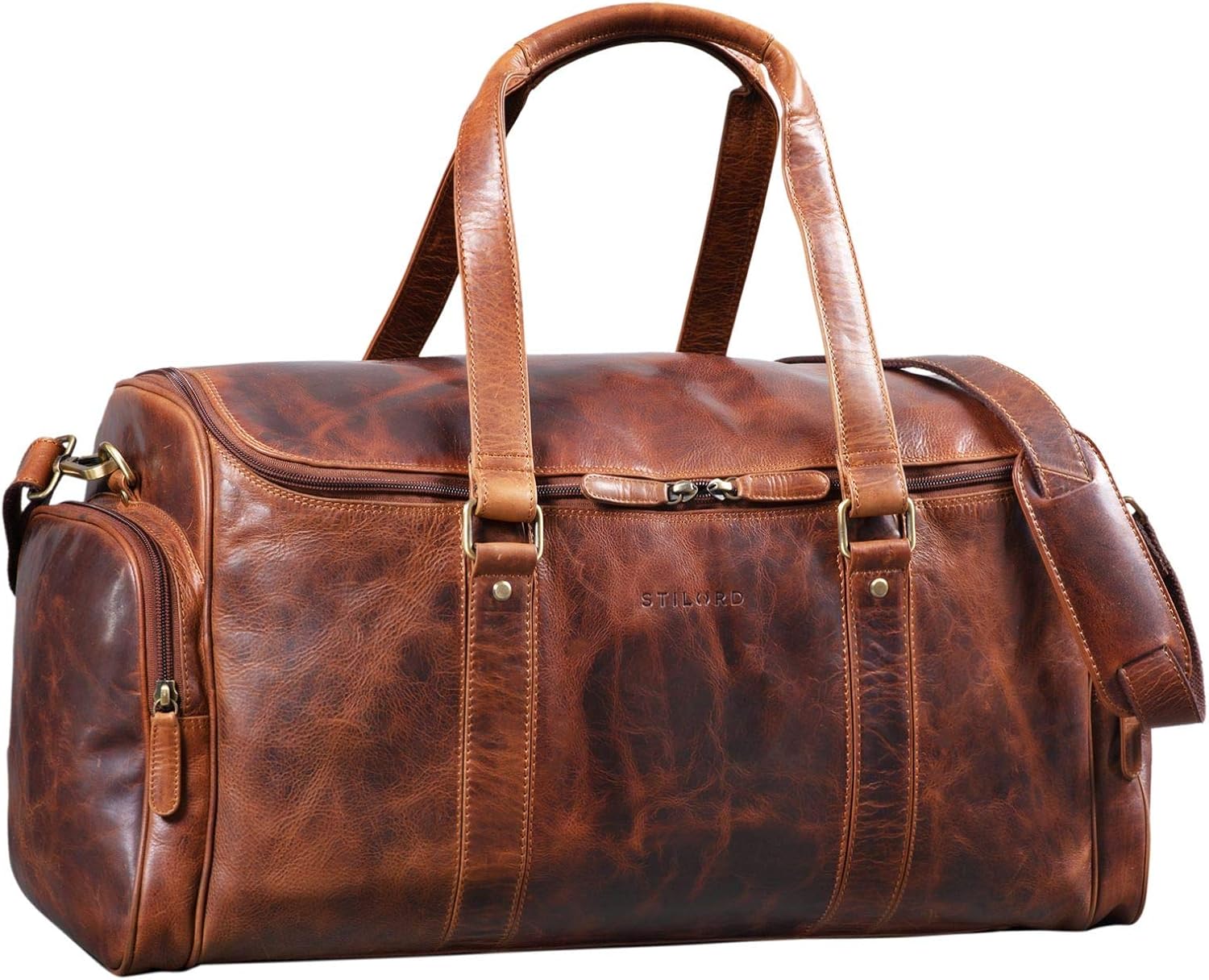 STILORD 'Myles' Vintage Travel Bag Men Leather Weekend Bag XL Shoulder Bag for Sport Travelling in Genuine Leather, Colour:Black
