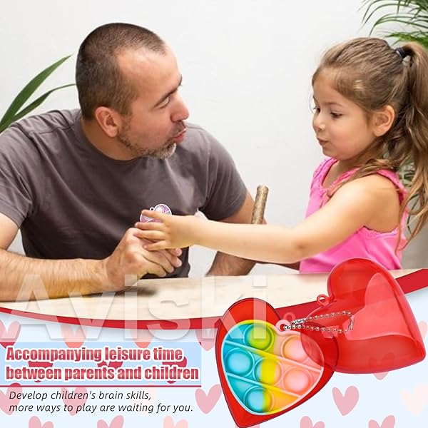 AVISKI 30PCS KIDS VALENTINES DAY GIFTS FOR CLASSROOM – VALENTINE PREFILLED HEARTS WITH POPPERS FIDGET GIFT TAGS FOR TODDLERS BOYS GIRLS EXCHANGE GIFTS, PARTY FAVOR PRIZES, VALENTINE’S GREETING GIFTS