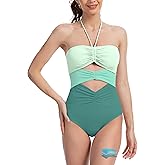 Beautikini Period Swimwear Women's One Piece Menstrual Leakproof Cutout Color Block Swimsuit Bathing Suit for Teens Girls