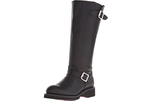 AD TEC RIDETECS 16" Leather Biker Riding Boots For Men, Black - Tall & Wide Calf Adjustable Vamp With Side Ankle Straps