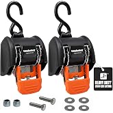 CargoBuckle G3 Heavy Duty Retractable Ratchet Straps, 2 in x 6 Ft, 2-Pack | 3,500 lbs Break Strength | Hardware Included | Automotive Tie Downs for Trucks, Cargo Trailer Straps for ATV &amp; SxS, 2-Pack
