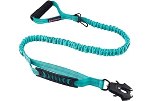 NORDKAWA Tactical Dog Leash Bungee Dog Training Leash, No Pull Dog Leash with Frog Clip, Elastic Bungee Dog Leash with 2 Control Handle, Reflective Shock Absorbing Training Lead for Large Medium Dogs (Cyan)