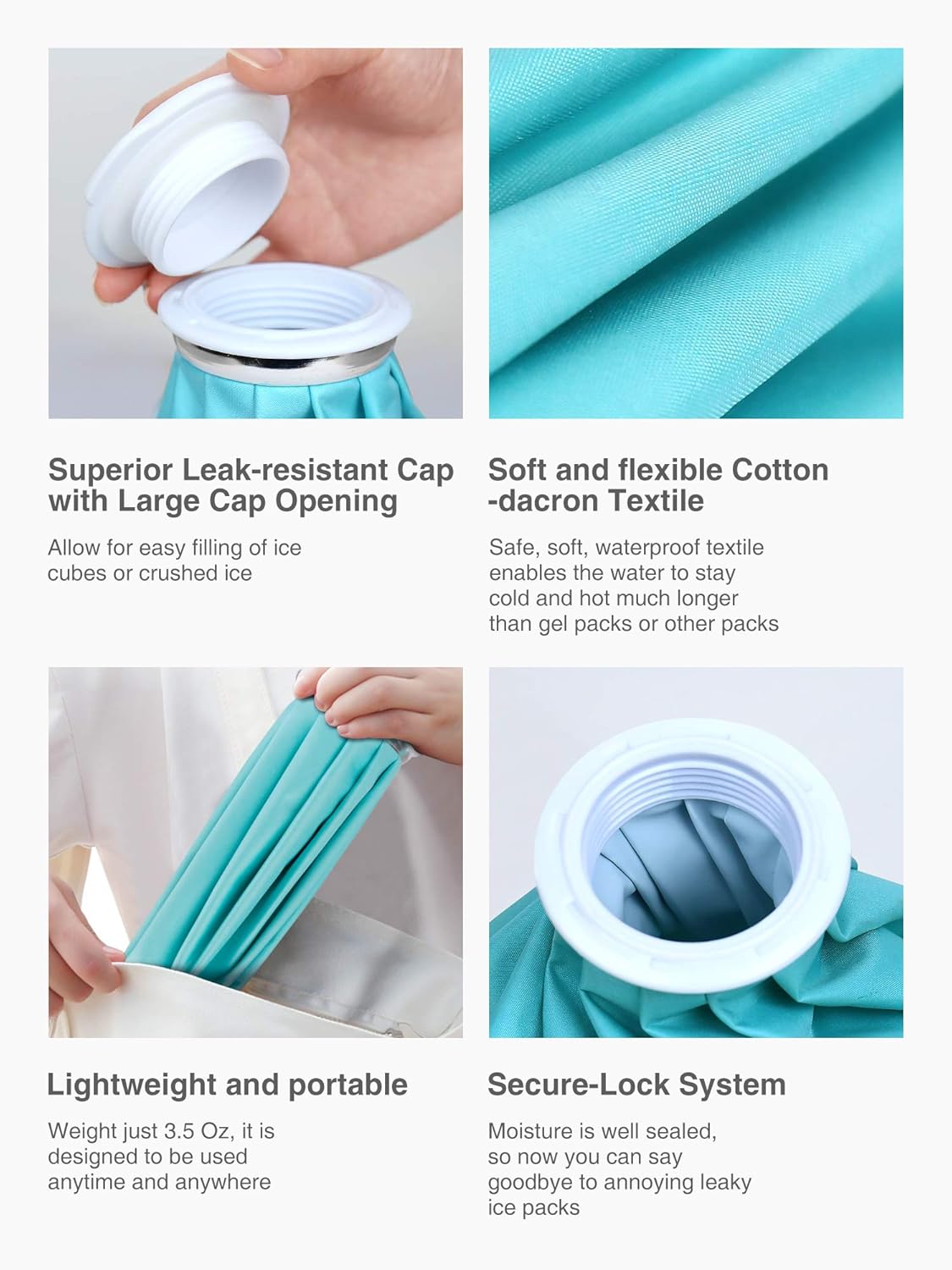 Elitehood Ice Bag Ice Pack, 9’’ Reusable Ice Bag & Refillable Ice Pack Bag, Cold & Hot Therapy Ice Bag for Injuries Reusable Soft Blue Icepack for Pain Relief Headaches-Hot Therapy is 50-60℃/122-140℉: Health & Personal Care