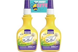 Garlic Flavored Vegetable Oil Spray Bundle. Includes Two- 8 Oz Bottle of I Can't Believe It's Not Butter Garlic Spray Plus The Sweet Lyfe Fridge Magnet. Plant-Based Vegetable Oil for Cooking & More!