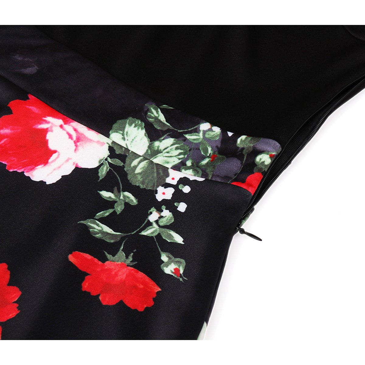 Zumine Women\'s Vintage Floral Midi Dress V-Neck half Sleeve Party cocktail dress (S, Red Floral)