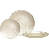 " OCCASIONS " 50 Plates Pack (25 Guests)-Wedding Party Disposable Plastic Plate Set -25 x 10'' Dinner + 25 x 7'' Salad & Dessert plates (Belize in Ivory & Gold)