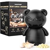 Demon Bear Garlic Crusher, Goth Halloween Rotary Mincer for 1-3 Cloves | Easy Rinse, Dual Expression, Dishwasher Safe, No Sme