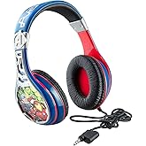eKids Avengers Headphones for Kids, Wired Headphones for School, Home or Travel, Tangle Free Stereo Earphones with Volume Control, 3.5mm Jack, For Fans of Avengers Merchandise