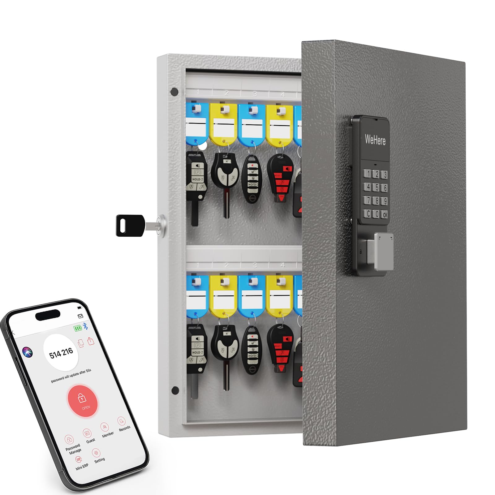 Photo 1 of DiDiHere 32 Key Lock Box Wall Mount, Smart Key Cabinet One Time Password/APP Bluetooth/Fixed/Wi-Fi Remote/Key Unlock, Key Management for Valets/Realtors/Office/Hotel