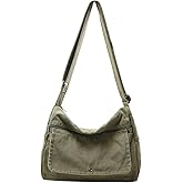 PRAGARI Canvas Messenger Bag for Women Hobo Crossbody Shoulder Bag Vintage Satchel Tote Handbag with Multiple Pockets