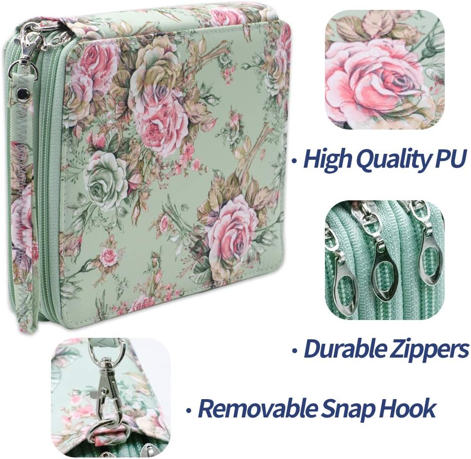 Happy Fox Color Pencil case, 120 Slots Color Pencil case PU Leather Storage Bag Series(Pink)…, Green - Image 5