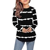 storeofbaby Girls Casual Long Sleeve Shirts Round Neck Tops Loose Fit Tunic Blouses