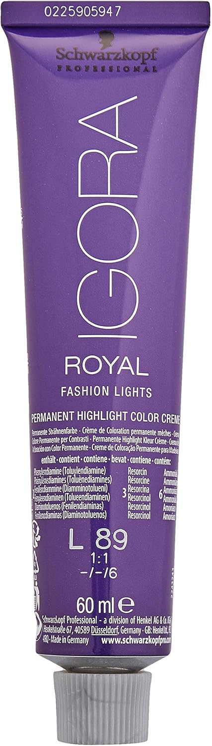 Schwarzkopf Professional Igora Royal Fashion Lights Permanent Highlight Hair Colour Cream, L-89 Red Violet