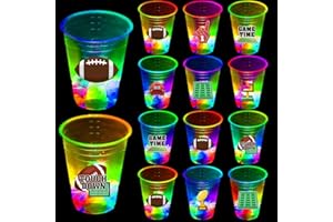mishunyus 24 Pcs Football Decoration Party Glow Cups, for Birthday Party Gameday Tailgate Party, Super Bowl Party for Raiders Party Decorations