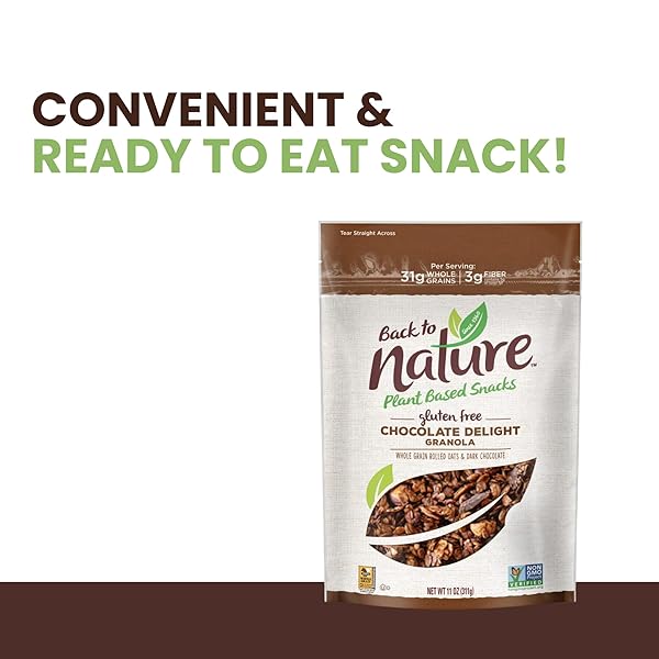 BACK TO NATURE GRANOLA CEREAL – GLUTEN FREE, NON-GMO, PLANT BASED SNACKS MADE WITH WHOLE GRAIN ROLLED OATS – CHOCOLATE DELIGHT, 11 OUNCE