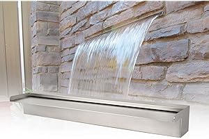 Pondo 24" Waterfall Pool Fountain, 304 Stainless Steel Pond Waterfall Spillway with Wider Water Flow Platform, Professional Spray for Sheer Descent Garden Outdoor