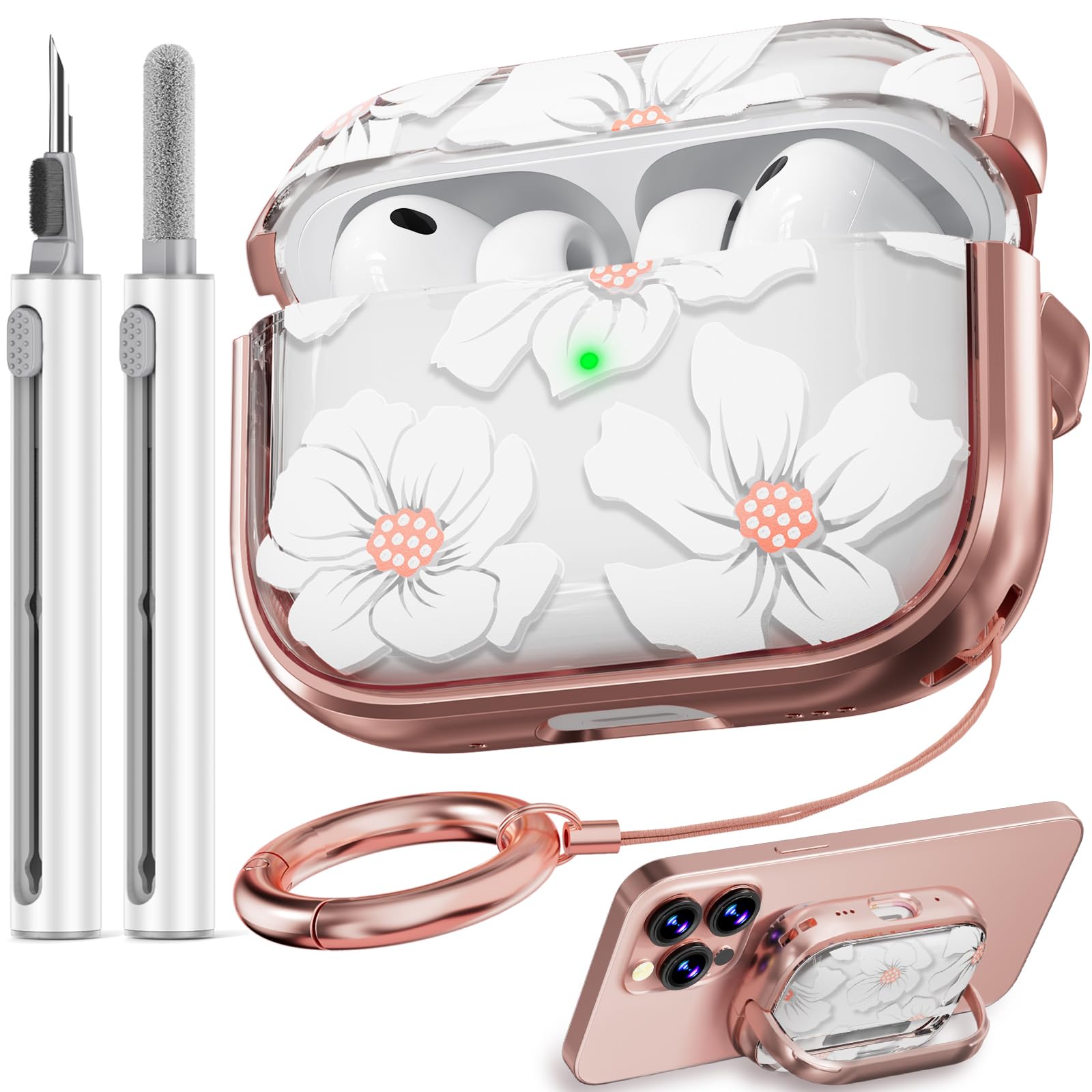 Photo 1 of *UNTESTED*
Inesore for AirPods Pro 3 Case 2025 with Lock, for Women Girly Floral Clear Case Compatible with Apple Airpods Pro 3rd Generation Cover, with Phone Stand,Keychain & Cleaner Kit -White Lily