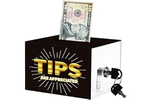 Idealmuzik Acrylic Tip Collection Jar Donation Suggestion Box for Money Storage Container,Bartender Bars,Musicians Restaurants Driver (6" W x 5" H x 4" D)
