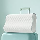 Releep Memory Foam Neck Pillow for Pain Relief – Adjustable Contour (4 Heights), Portable & Washable – Travel Pillow for Airplane, Car, Hiking (15.7” x 11”) – No Storage Bag