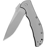 Kershaw Volt SS Pocket Knife (3655); 3.5" 8Cr13MoV Stainless Steel Blade, 410 Stainless Steel Handle, Bead-Blasted Finish, SpeedSafe Assisted Open, Flipper, Frame Lock, 3-Position Pocketclip, 4.3 OZ