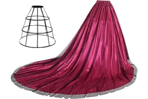 BPURB Bridal Satin Skirt with Full Long Train and Petticoat Tulle Skirt for Wedding Length 85" Waist 27.55"-47.24"