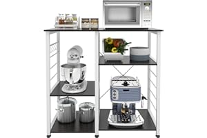 soges 35.4 Inch Kitchen Shelf Baker's Rack Utility Microwave Oven Stand Kitchen Island Storage Cart, Black